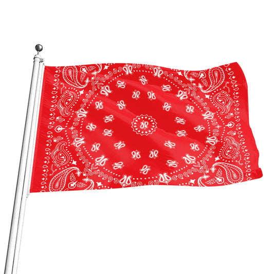 Red Paisley Bandana Print Flag