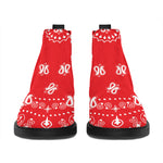 Red Paisley Bandana Print Flat Ankle Boots