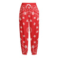 Red Paisley Bandana Print Fleece Lined Knit Pants