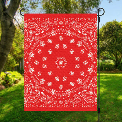 Red Paisley Bandana Print Garden Flag