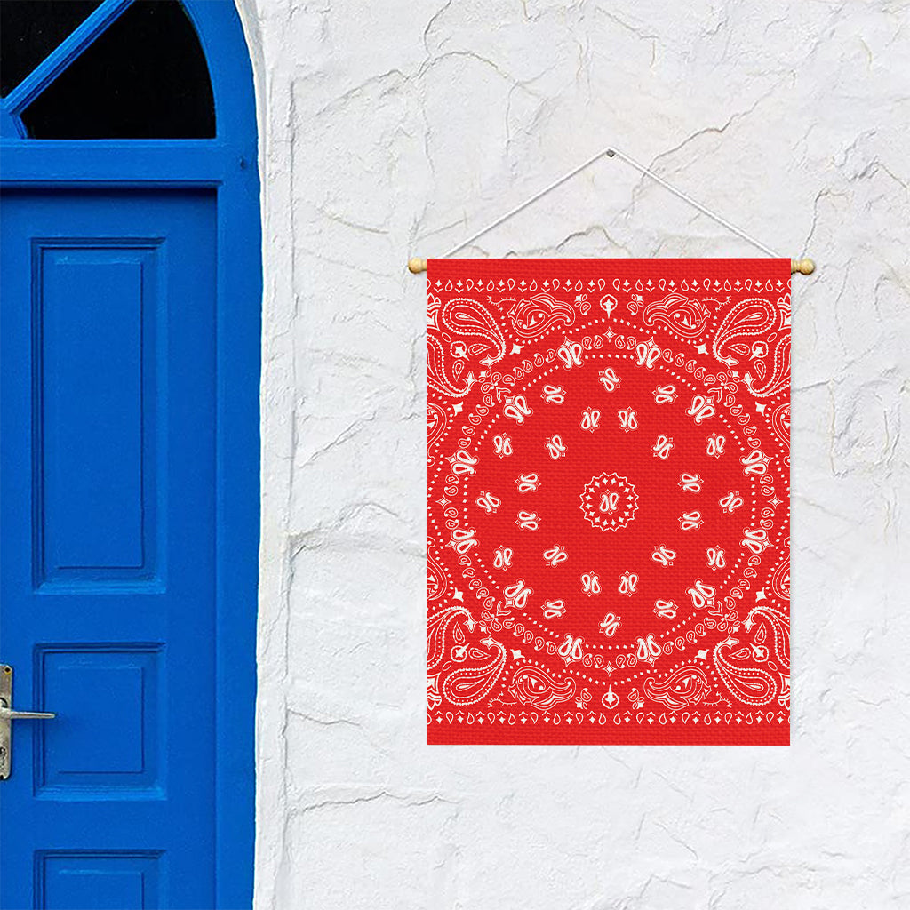Red Paisley Bandana Print Garden Flag