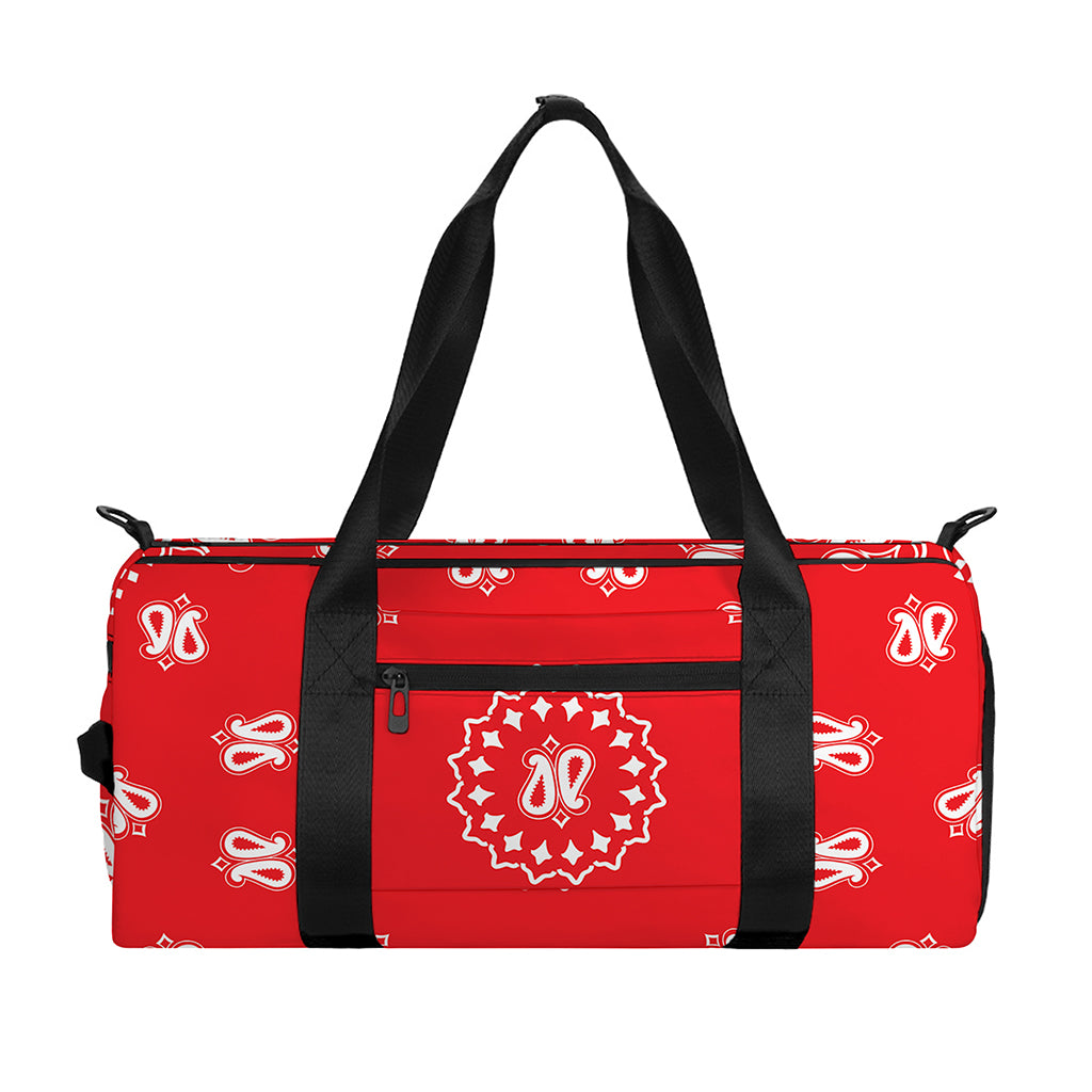 Red Paisley Bandana Print Gym Bag