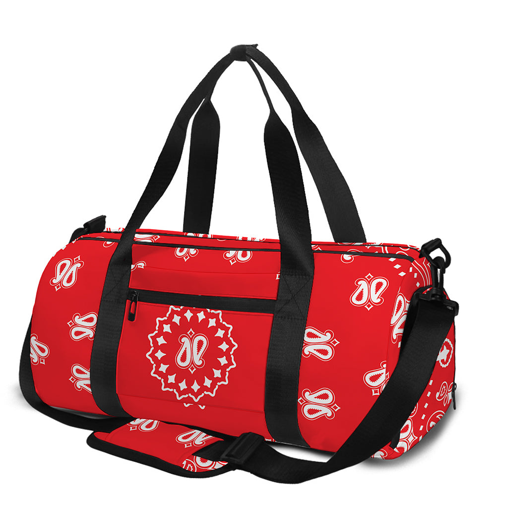 Red Paisley Bandana Print Gym Bag