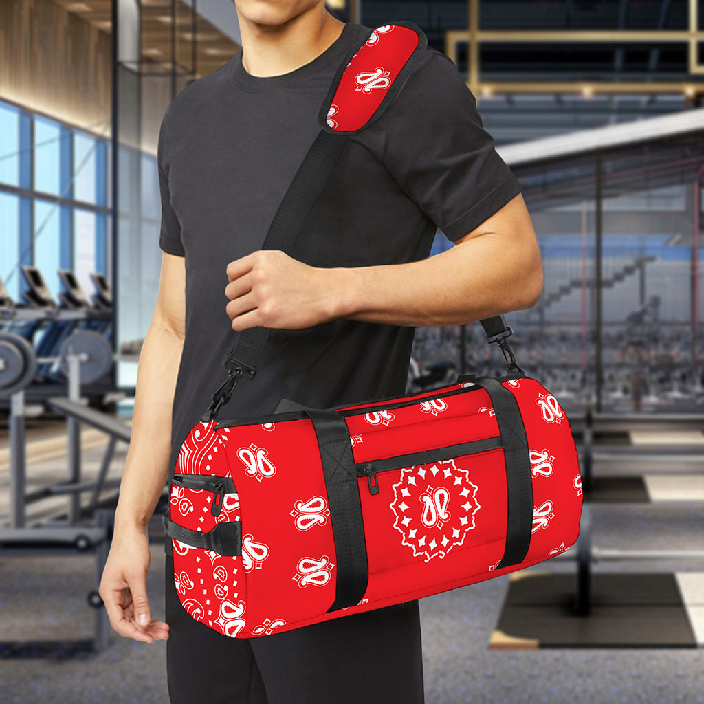 Red Paisley Bandana Print Gym Bag