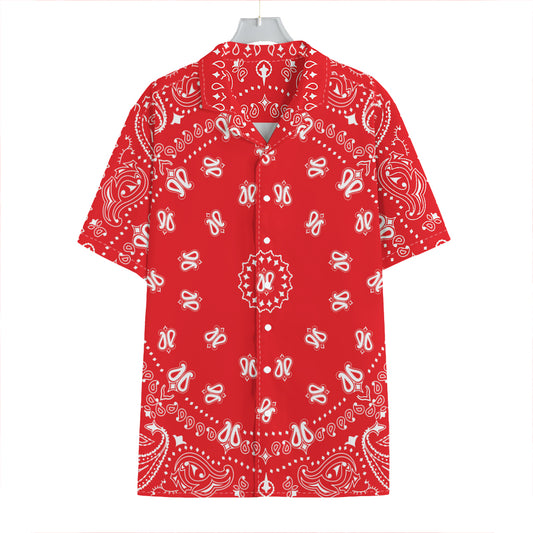 Red Paisley Bandana Print Hawaiian Shirt