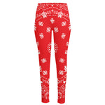 Red Paisley Bandana Print High-Waisted Pocket Leggings