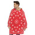 Red Paisley Bandana Print Hoodie Blanket