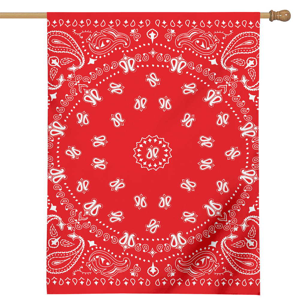 Red Paisley Bandana Print House Flag