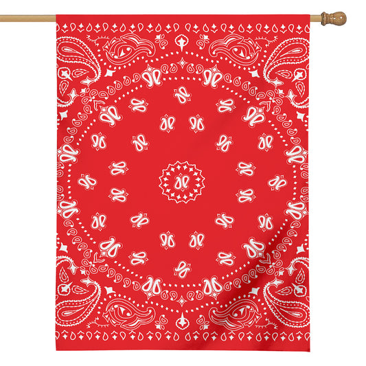 Red Paisley Bandana Print House Flag