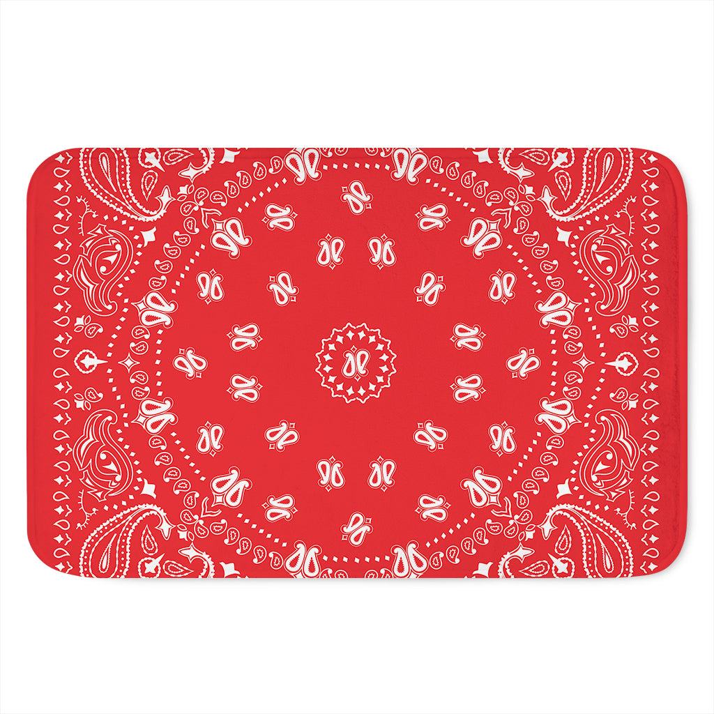 Red Paisley Bandana Print Indoor Door Mat