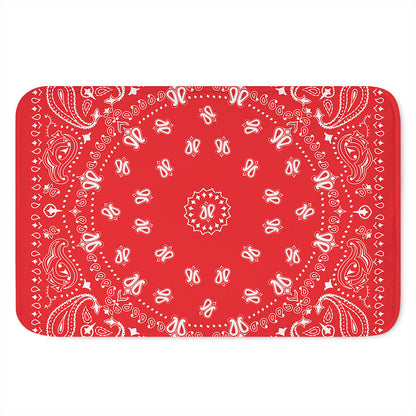 Red Paisley Bandana Print Indoor Door Mat