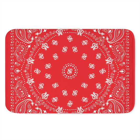 Red Paisley Bandana Print Indoor Door Mat