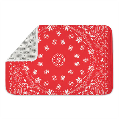 Red Paisley Bandana Print Indoor Door Mat