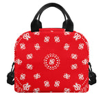 Red Paisley Bandana Print Insulated Lunch Bag