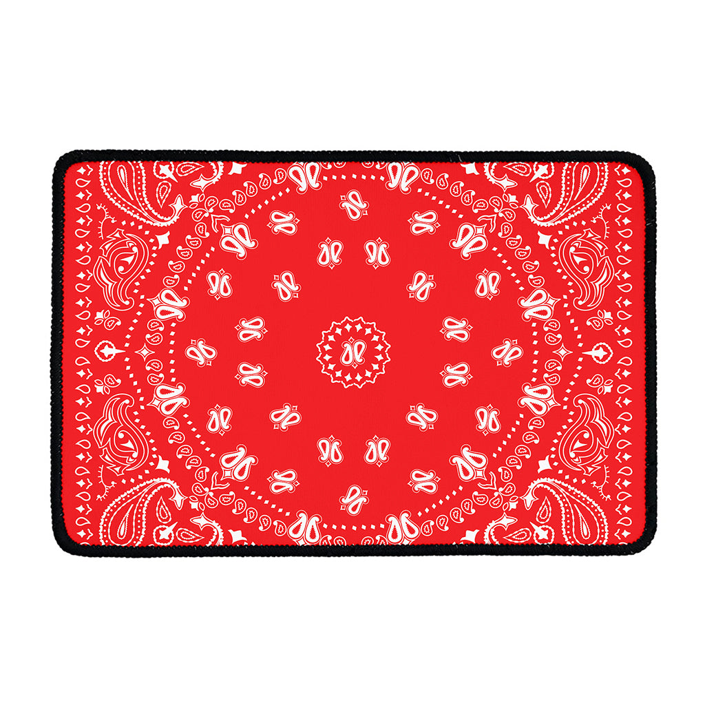 Red Paisley Bandana Print Kitchen Mat