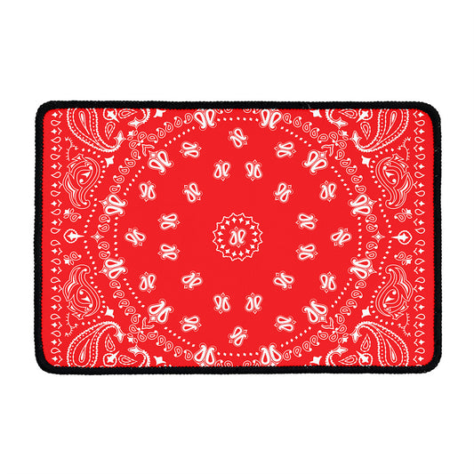 Red Paisley Bandana Print Kitchen Mat