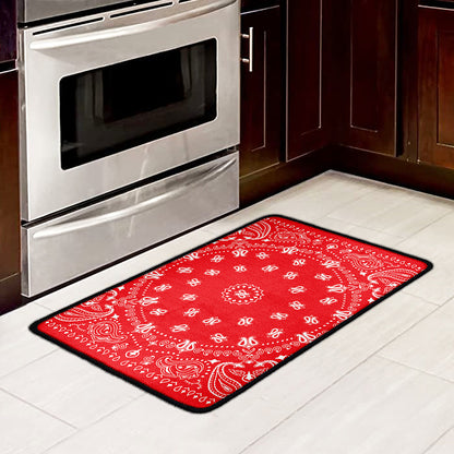 Red Paisley Bandana Print Kitchen Mat