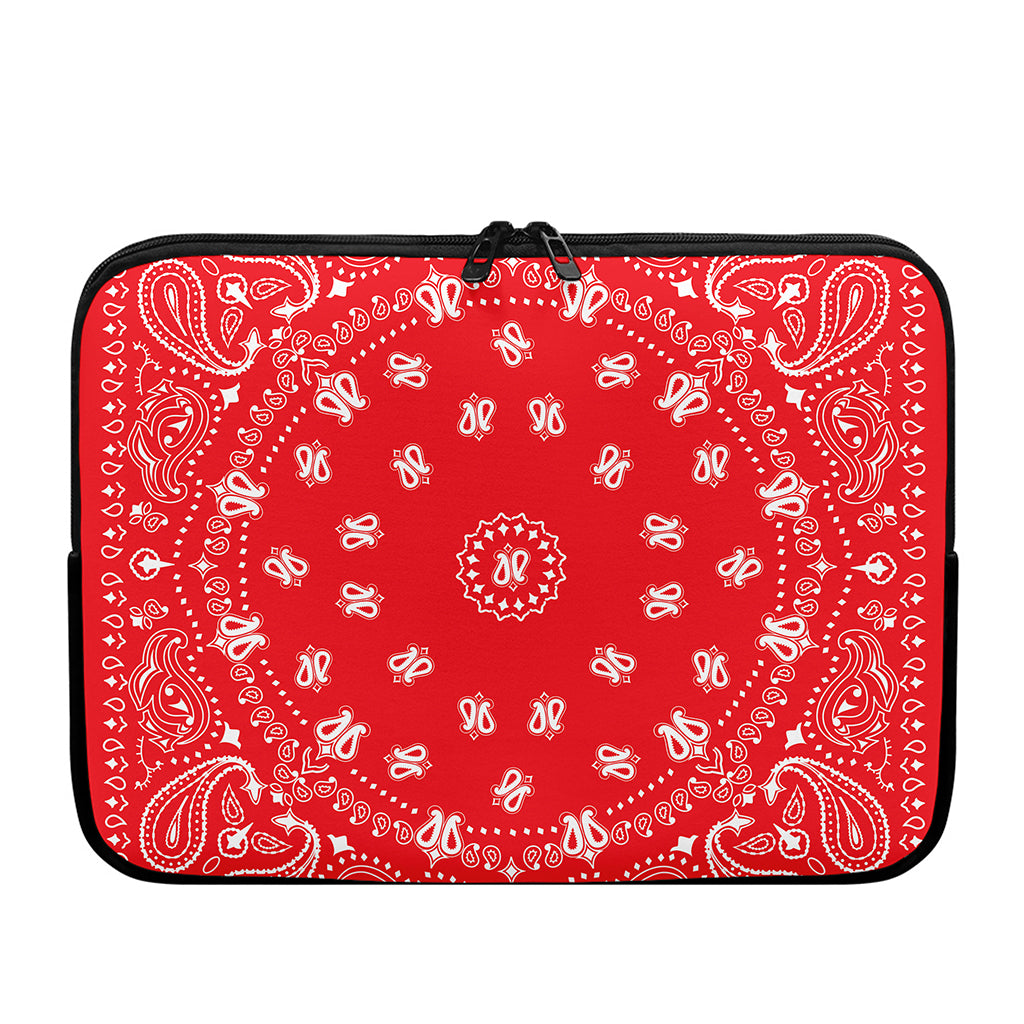 Red Paisley Bandana Print Laptop Sleeve