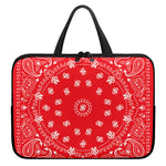 Red Paisley Bandana Print Laptop Sleeve With Handle