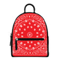 Red Paisley Bandana Print Leather Backpack