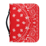 Red Paisley Bandana Print Leather Bible Cover