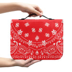 Red Paisley Bandana Print Leather Bible Cover