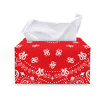 Red Paisley Bandana Print Leather Tissue Box Cover