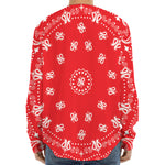 Red Paisley Bandana Print Long Sleeve Baseball Jersey