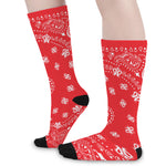 Red Paisley Bandana Print Long Socks