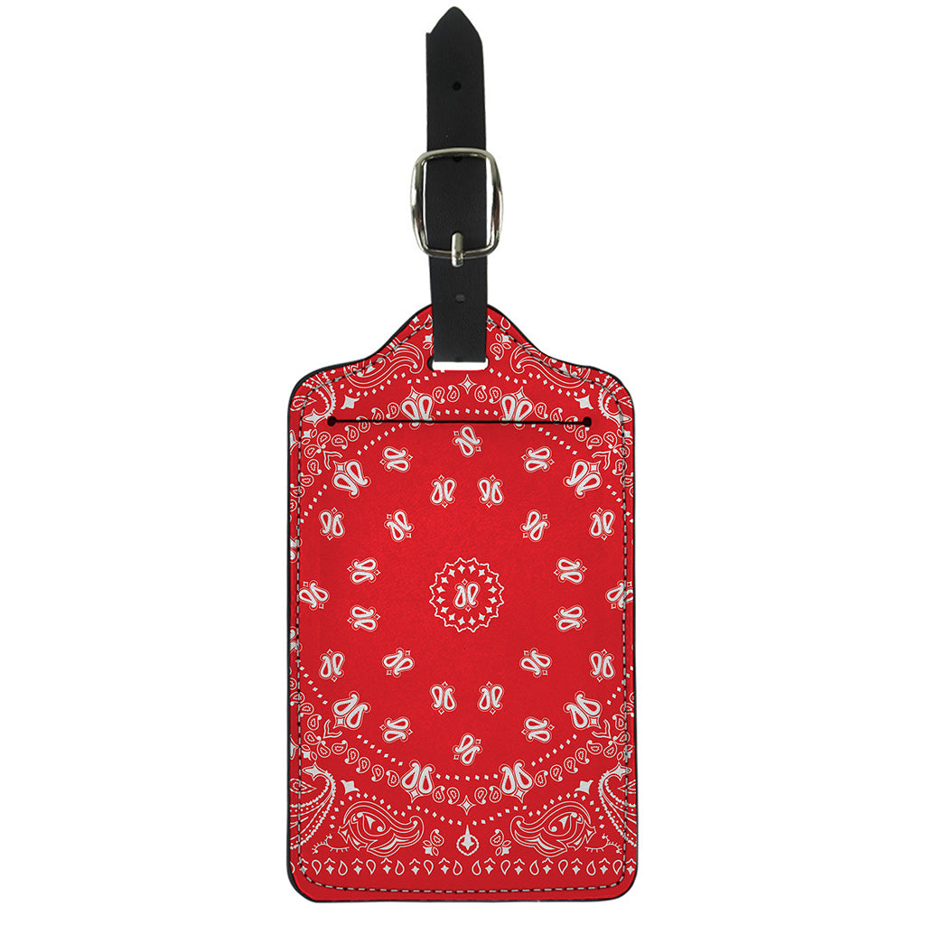 Red Paisley Bandana Print Luggage Tag