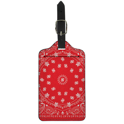Red Paisley Bandana Print Luggage Tag