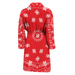 Red Paisley Bandana Print Men's Bathrobe