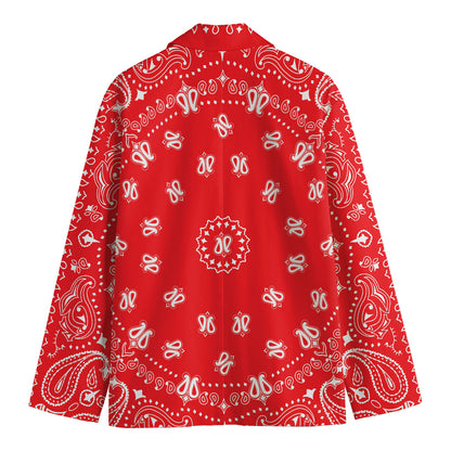 Red Paisley Bandana Print Men's Blazer
