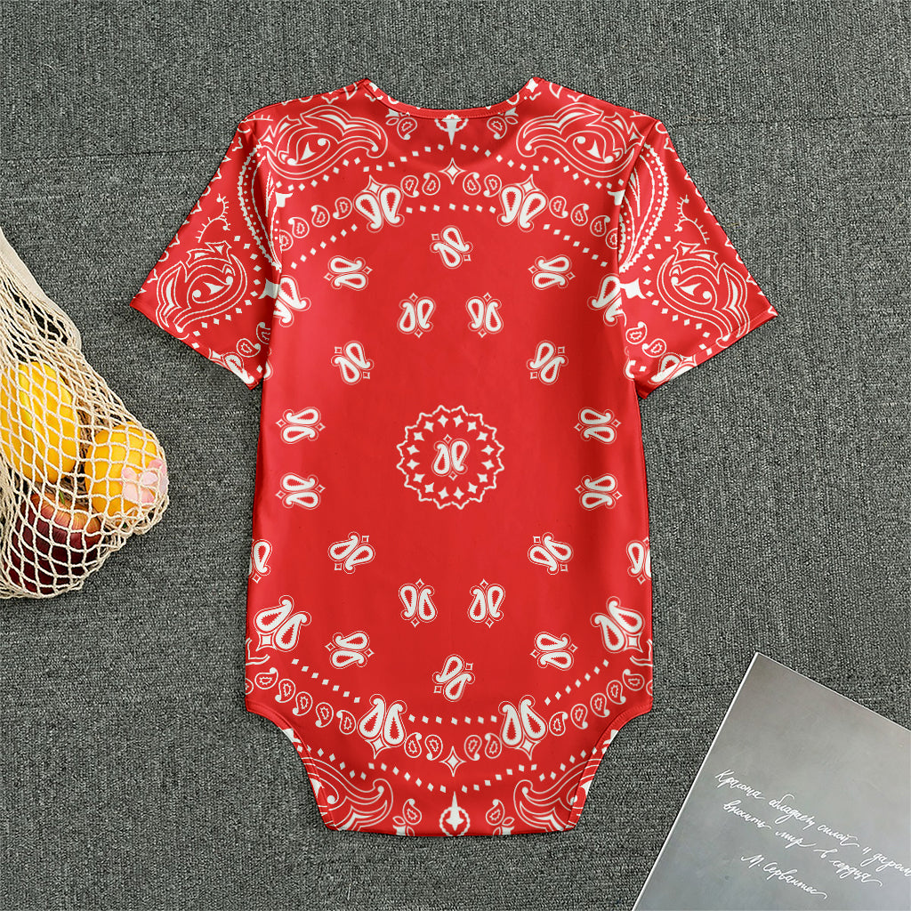 Red Paisley Bandana Print Men's Bodysuit