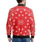 Red Paisley Bandana Print Men's Bomber Jacket