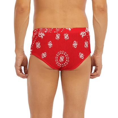Red Paisley Bandana Print Men's Briefs
