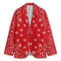 Red Paisley Bandana Print Men's Cotton Blazer