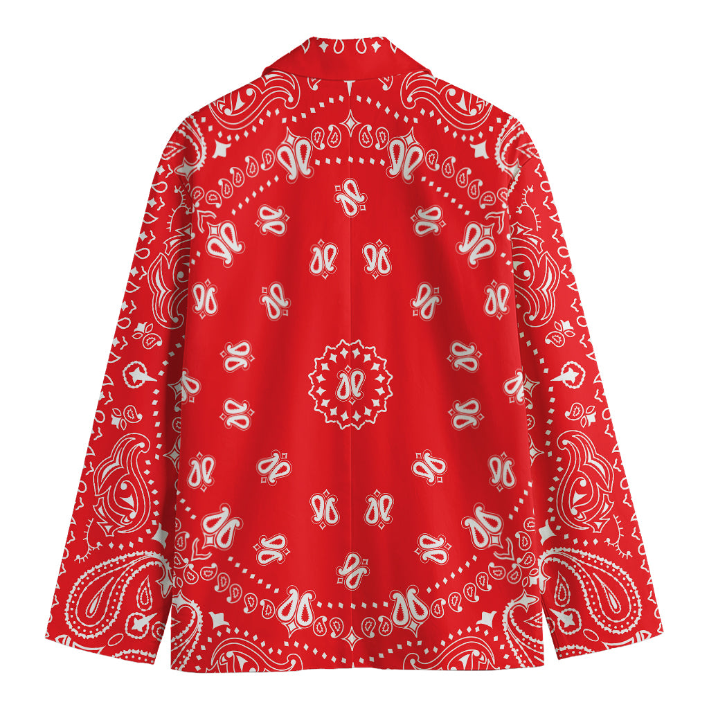 Red Paisley Bandana Print Men's Cotton Blazer