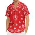 Red Paisley Bandana Print Men's Deep V-Neck Shirt
