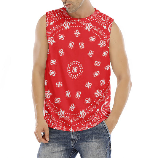 Red Paisley Bandana Print Men's Fitness Tank Top