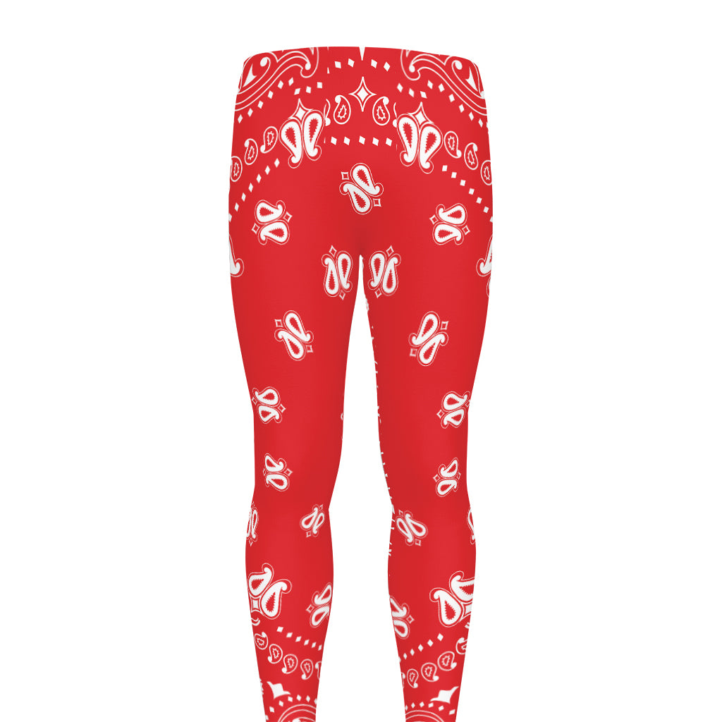Red Paisley Bandana Print Men's leggings