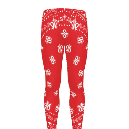 Red Paisley Bandana Print Men's leggings