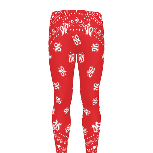 Red Paisley Bandana Print Men's leggings