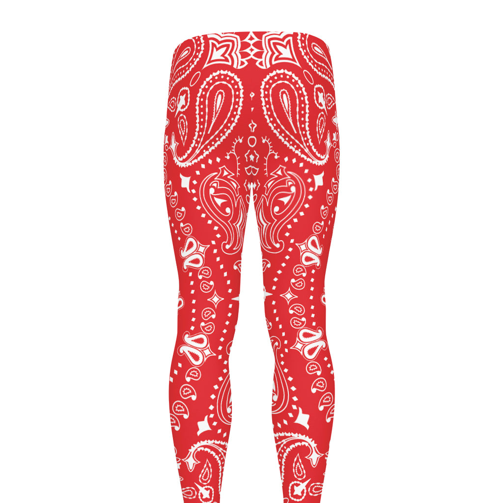 Red Paisley Bandana Print Men's leggings