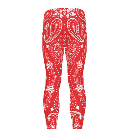 Red Paisley Bandana Print Men's leggings