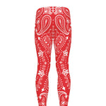 Red Paisley Bandana Print Men's leggings