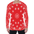 Red Paisley Bandana Print Men's Long Sleeve T-Shirt