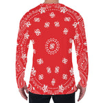 Red Paisley Bandana Print Men's Long Sleeve T-Shirt