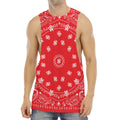 Red Paisley Bandana Print Men's Muscle Tank Top