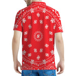 Red Paisley Bandana Print Men's Polo Shirt